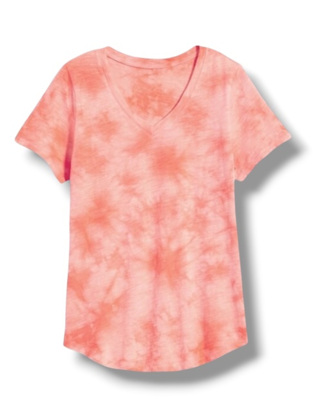 Old Navy Women’s Everyday Wear V-Neck Tee Tie-Dye Coral Orange Short Sleeve Top